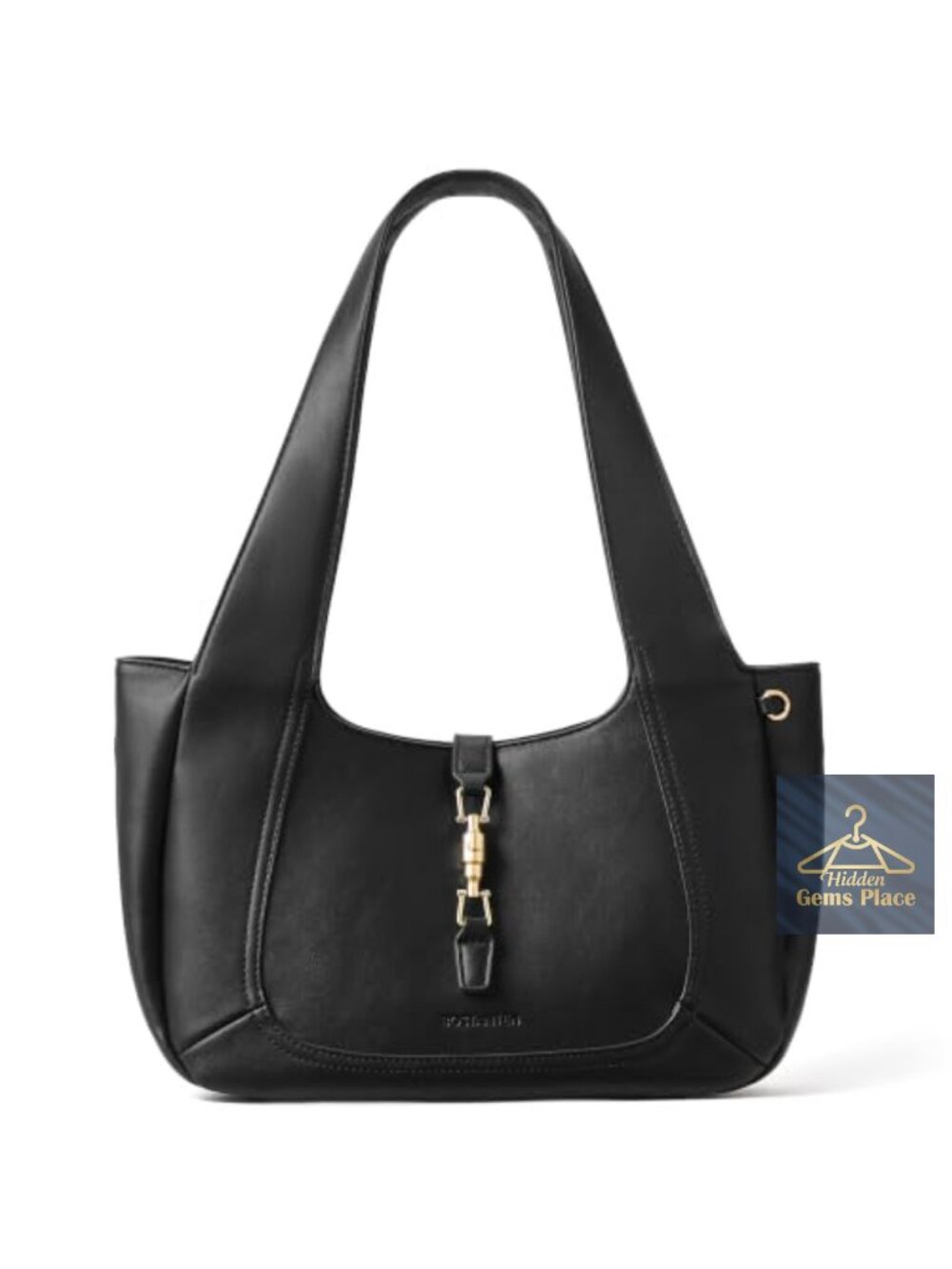 Faux Suede and Vegan Leather Shoulder Bag with Gold Push-Lock, Fits iPad Mini